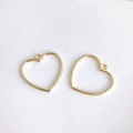 Golden heart shaped hollow charm pendants for DIY jewelry making accessories set - Hollow Heart Frame Style (KP34-1#) / Gold