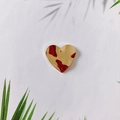 Ciondolo a cuore in metallo dorato con motivo astratto marmorizzato rosso e marrone - Cuore Motivo Leopardato Oro (KP1101-3)
