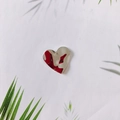 Ciondolo a cuore in lega d'argento con smalto rosso per la creazione di gioielli - Cuore Motivo Leopardato Argento (KP1101-3)