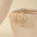Macro detail of gold fan-shaped earring hooks with micro-pave cubic zirconia, 1.7cm height - Gold Pave Fan Style (MYYX00575)