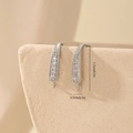 Close-up of pavé-set cubic zirconia ear hooks with dimensions 1.7cm in height - White Gold Grain Pave Style (MYYX00578)