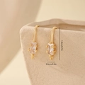 Macro view of gold metal earring hooks with cubic zirconia showing 1.8cm length detail - Gold Square Zircon Hook Style (MYYX00588)