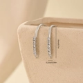 Detailed view of silver zircon earring hooks with dimensions 1.9cm height and 0.2cm width - White Gold 5-Stone Row Style (MYYX00577)