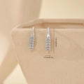 Macro shot of silver earring hooks with double-row zircon inlay and 1.6cm dimensions - White Gold Double Row Pave Style (MYYX00573)