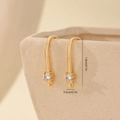 Detail of gold earring hooks with cubic zirconia and dimensions 1.8cm by 0.3cm - Gold 4-Prong Set Zircon Style (MYYX00583)