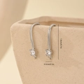 Detail of silver finish metal ear hooks with cubic zirconia and hanging loops - White Gold 4-Prong Set Zircon Style (MYYX00583)