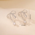 Detail view of gold-plated bow heart earrings with dimensions 2.2cm by 2cm - Platinum Bowknot Heart Style (MYYX00653)