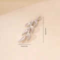 Macro shot of leaf branch pendant with 2.4cm height and zircon inlay for DIY jewelry - Platinum Color Leaf Style (MYYX00648)