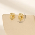 Macro view of gold-plated leaf-shaped earring with white zircon inlay and 1.6cm scale - Gold (MYYX00616(e-B26))