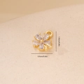 Detail of flower zircon pendant with golden butterfly showing 1.9cm height scale - Gold Butterfly Floral Style (MYYX00645)
