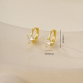 Detailweergave van hartvormige zirkoon oorbellen met gouden afwerking en maten - Hart Zirkonia Ingelegde Stijl (Goud P31433Lk4)