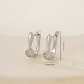 Detail view showing 1.6cm drop earrings with cubic zirconia inlay and silver finish - Platinum Streamlined Teardrop Style (P31445wbkb)
