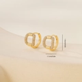 Detailansicht goldener Creolen mit kleinen weißen Zirkonia-Steinen besetzt, 14 mm - Hufeisen-Pavé-Stil (P31076k4)