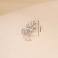 Macro detail of zircon flower pendant showing 1.4cm height and 0.8cm width dimensions - Platinum Color Five-Petal Flower Style (MYYX00644)