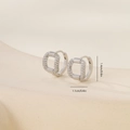 Detailansicht der S925 Silberohrringe mit Zirkonia und 1,4cm Höhenmaßangabe - Hufeisen-Pavé-Stil (P31076bkb)