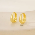 Detailed view of glossy gold teardrop hoop earrings measuring 1.4cm on ceramic plate - One Pair / Gold (P31417Lk4)