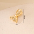 Detailed view of a gold-plated fishtail pendant with zircons showing dimensions of 1.9x1.1 cm - Gold Fish Tail Style (MYYX00643)