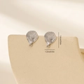 Macro view of leaf-shaped silver earring components with zircon inlay for DIY jewelry - Fan Pattern Style (MYYX00613(e-P24)) / Platinum (MYYX00613(e-P24))