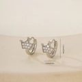 Macro detail of crown shaped cubic zirconia earring clasp with 1.3cm size measurement - Platinum Pave Crown Style (P31441Wbkb)