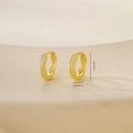 Detail of 1.2cm irregular twisted golden hoop earrings on a minimalist stone display - One Pair / Gold (P31414Lk4)