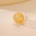 Hohlperle aus Gold mit Zirkoniasteinen und Maßangaben von 1,4 cm mal 1,0 cm - Gitterstruktur-Hohlrollenperle (MYYX00445)