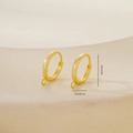 Macro detail of 1.6cm golden earring hoop accessory with small loop for DIY jewelry making - One Pair / Gold (E071400k4)