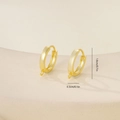 Close-up of golden geometric hoop earrings for DIY jewelry making with dimensions 1.8cm x 0.3cm - Round Hoop With Hanging Ring (E071240-7k4) / Gold