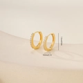 Detail shot of 1.5cm gold-plated zircon hoop earrings for jewelry making with measurements - Minimalist Hoop Style (E071423k4) / Gold