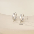 Detailed view of silver metal geometric hoop earrings for DIY jewelry making - Round Hoop With Hanging Ring (E071240-7bkb) / White Gold