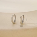 Polished silver metal hoop earring findings measuring 1.3cm in height for jewelry making - Rounded Rectangle (E071313bkb) / Platinum (E071313bkb)
