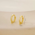 Detailed view of golden 1.3cm round hoop earrings with small loops for DIY jewelry making - One Pair / Gold (E071303k4)