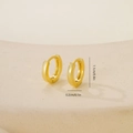 Detail of 1.1cm gold geometric hoop earrings with size dimensions and polished finish - Minimalist Smooth Hoop-Gold(E071151-4k4)