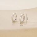 Detailed view of silver hoop earrings with size marks 1.3cm on elegant stone background - Hoop with Loop (E071303bkb) / Platinum (E071303bkb)