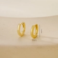 Close-up of minimalist gold hoop earring with dimensions 1.1cm height and 0.2cm width - One Pair / Gold (E071299k4)