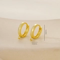 Macro detail of golden metal earring hoops with dimensions 1.5cm by 0.3cm for DIY crafts - One Pair / Gold (E071128-2k4)