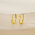 Close-up of golden round hoop earrings with size dimensions 1cm height and 0.2cm width - One Pair / Gold (A28746-1K4)