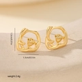 Detail shot of gold flower stud earrings with dimensions 1.3cm and 2.4g weight - Irregular Frame Rose Style (MYYX00706(f-F26)) / Gold