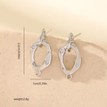 Irregular silver geometric earring components with zircon details and measurements - Platinum Gold (MYYX00703)