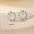 Detailed dimensions of a silver-plated twisted rope earring with clear zircon and loop - Twisted Ring Zircon Inlaid Style (MYYX00708(b-M25)) / White Gold