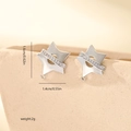 Detailed view of silver star earrings with zircon inlay, size 1.6cm x 1.4cm for DIY jewelry - Platinum Gold (MYYX00701)