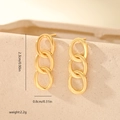 Detailed view of gold plated geometric triple link earrings with size and weight specs - Triple Chain Link Style (MYYX00699) / Gold (MYYX00699)