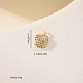 Detailed view of a gold square zircon pendant showing 1cm by 0.7cm product dimensions - Square Pave Zirconia Style (MYXF0588)