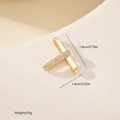 Macro shot of gold T-shape geometric pendant with white cubic zirconia and size details - T-Shape Geometric Pave Style (MYXF0585)