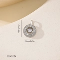 Macro detail of geometric silver pendant with cubic zirconia and 1.7cm size dimensions - Round Dancing Stone Style (MYXF0584) / White Gold