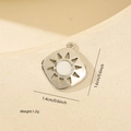 Detail of square sunburst metal pendant with zircon inlay for DIY jewelry design - White Gold / Sunbeam Style (MYPJ61054)