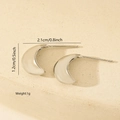 Detailed view of silver crescent earrings with dimensions 2.1cm and 1.2cm on stone base - Crescent Polished Style (MYED34033) / White Gold
