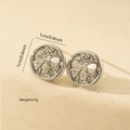 Detailed view of silver bee earrings with hammered texture and 1cm size markers - Round Bee Relief Style (MYED34038) / White Gold