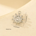 Detail view of silver daisy pendant with cubic zirconia inlay and precise dimensions - Platinum Daisy Shape Pendant (MYPJ61135)