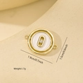 Detailed view of a gold circular pendant featuring a sliding zircon and dimensions - Sliding Stone Pendant (SF0115) / Gold Edge White