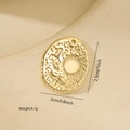 Detailed view of a gold oval pendant with sun and bird relief for DIY jewelry making - Gold / Oval Relief Style (MYPJ66035)